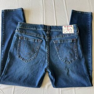 True Religion Men’s Blue Geno Relaxed Slim Stretch Straight Leg Jeans 36X32